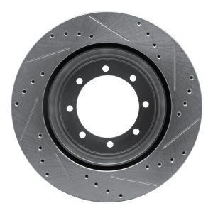 Ford F-350 Super Duty Brake Rotor (1) - Rear Left - R1 Concepts - Drilled & Slotted - Silver - `05-`12